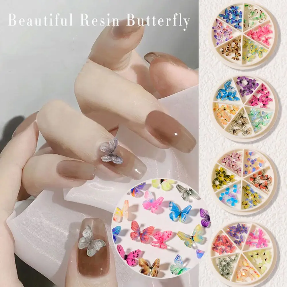 

New Colorful Butterfly Acrylic Nail Art Jewelry Luxury Metal Rhinestones Chain DIY Nail Art Decorations