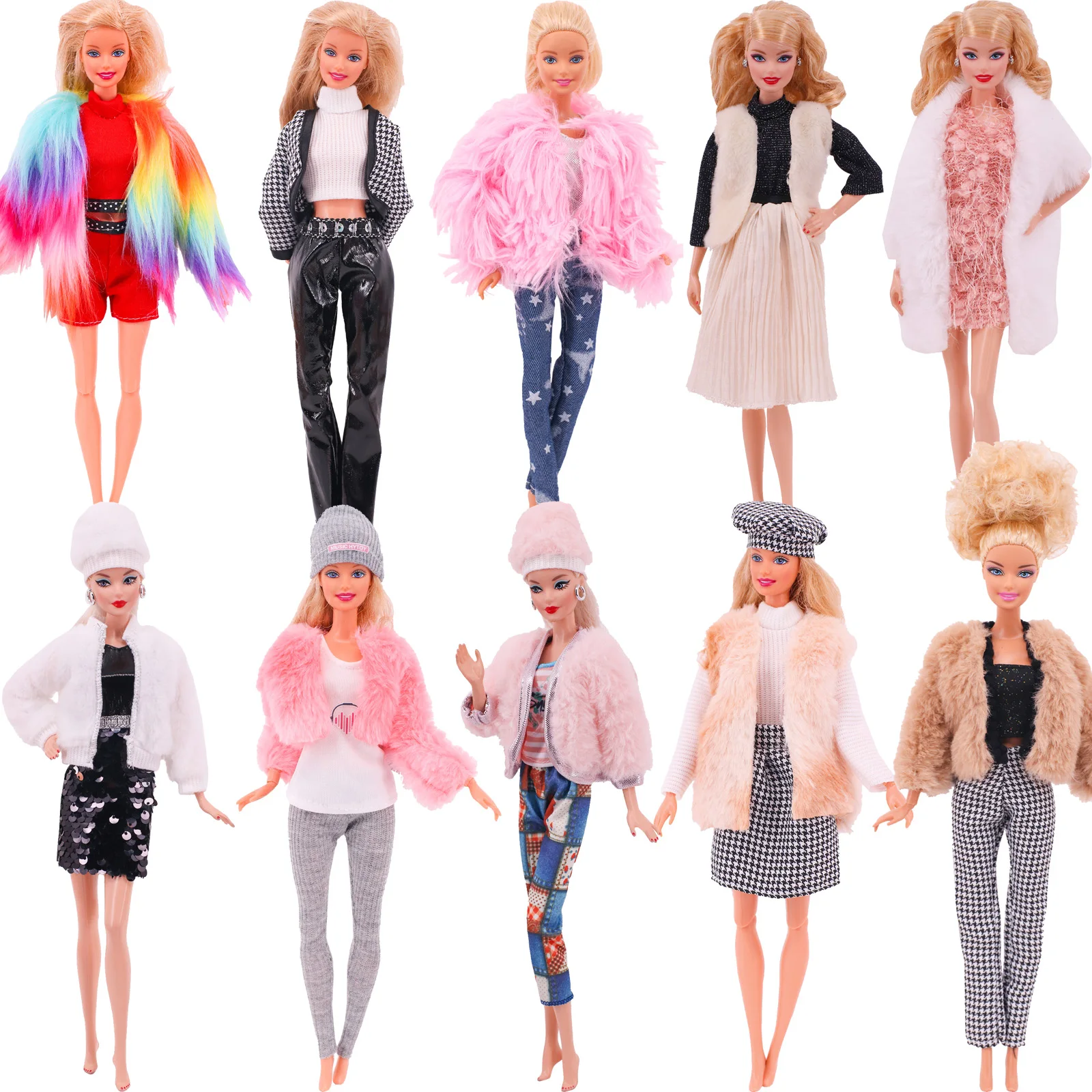 

Fashion Barbies Doll Clothes Handmade Dress Plush Vest Coat Casual Outfit for 11.8 inch Barbies Accessories Baby Toys Girl' Gift