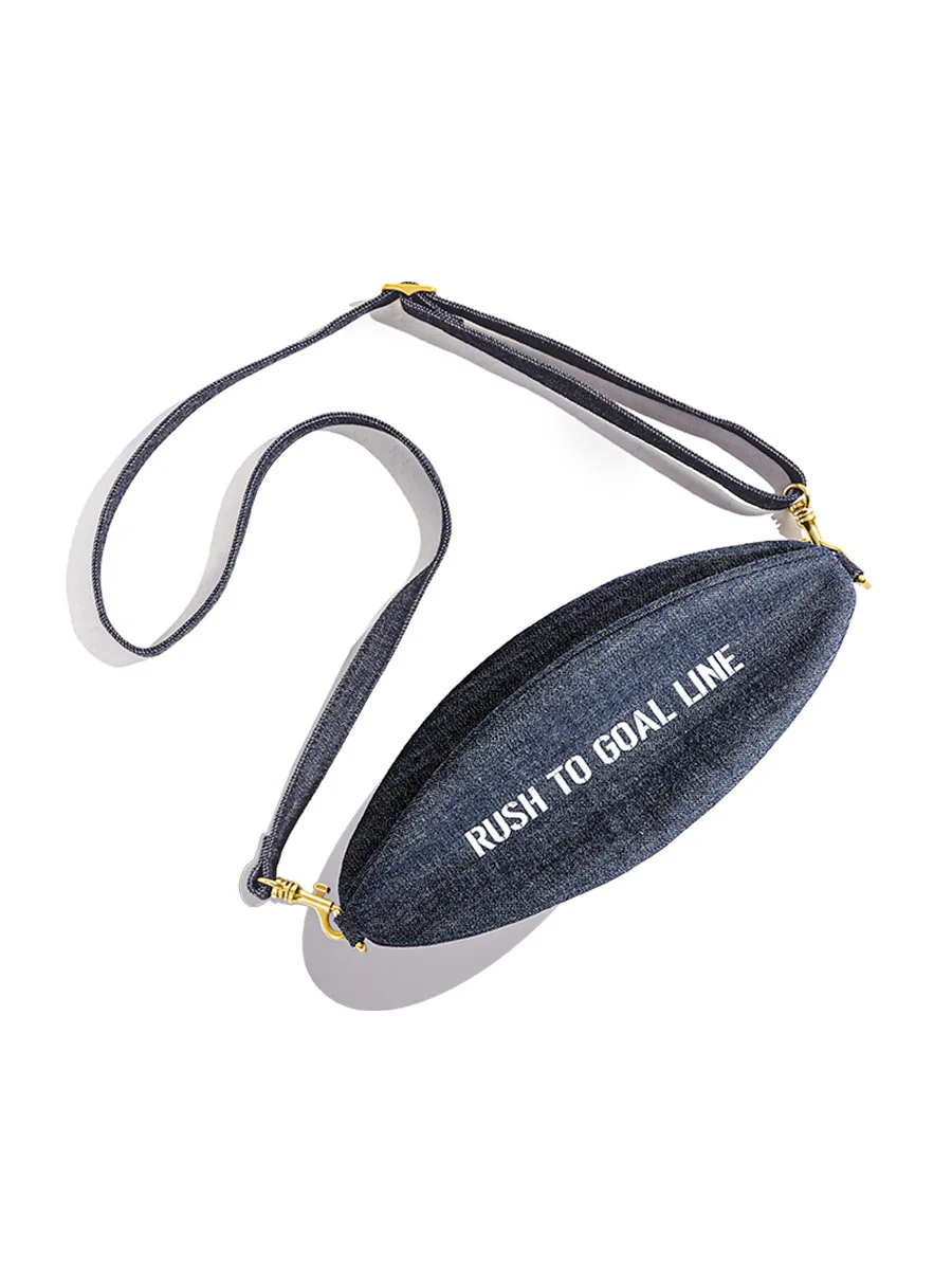 Fashion Words Unisex Jeans Canvas Bag For Men Retro Style Ball Shoulder Bag For Women Casual Shopping Crossbody Phone Bag