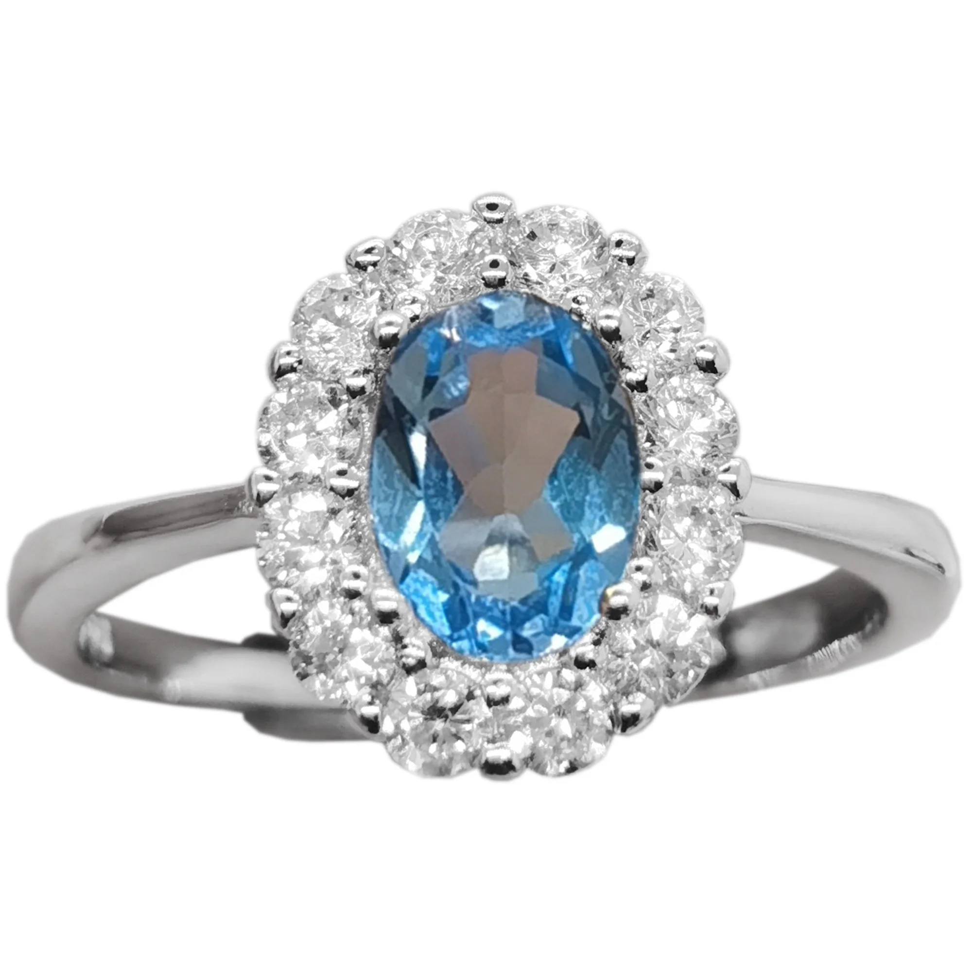 

VVS Grade Light Blue Topaz Ring for Office Woman 0.7ct 5mm*7mm Natural Topaz Silver Ring 18K Gold Plating Jewelry