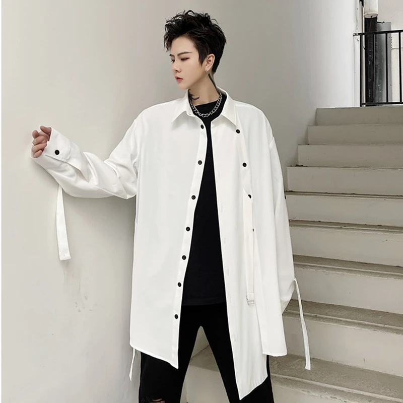 

2022 spring and summer trend shirt asymmetric loose drape trendy brand youth hair stylist shirt