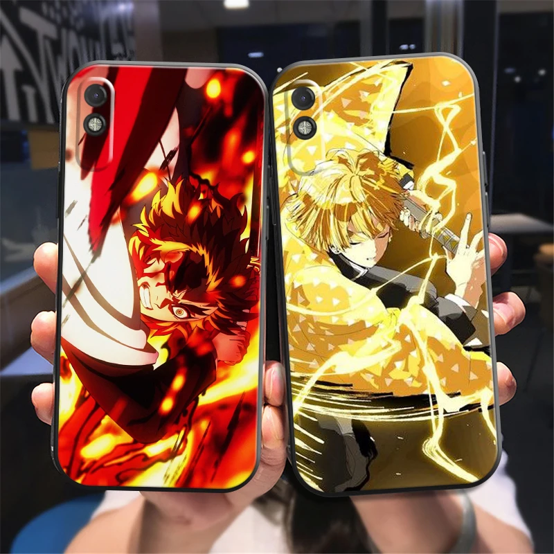 

Demon Slayer Anime Phone Case For Xiaomi Redmi 7 8 9 9A 9C 9T Note 9 9T 9S 10 10 Pro 10S Coque Funda Liquid Silicon Black Back