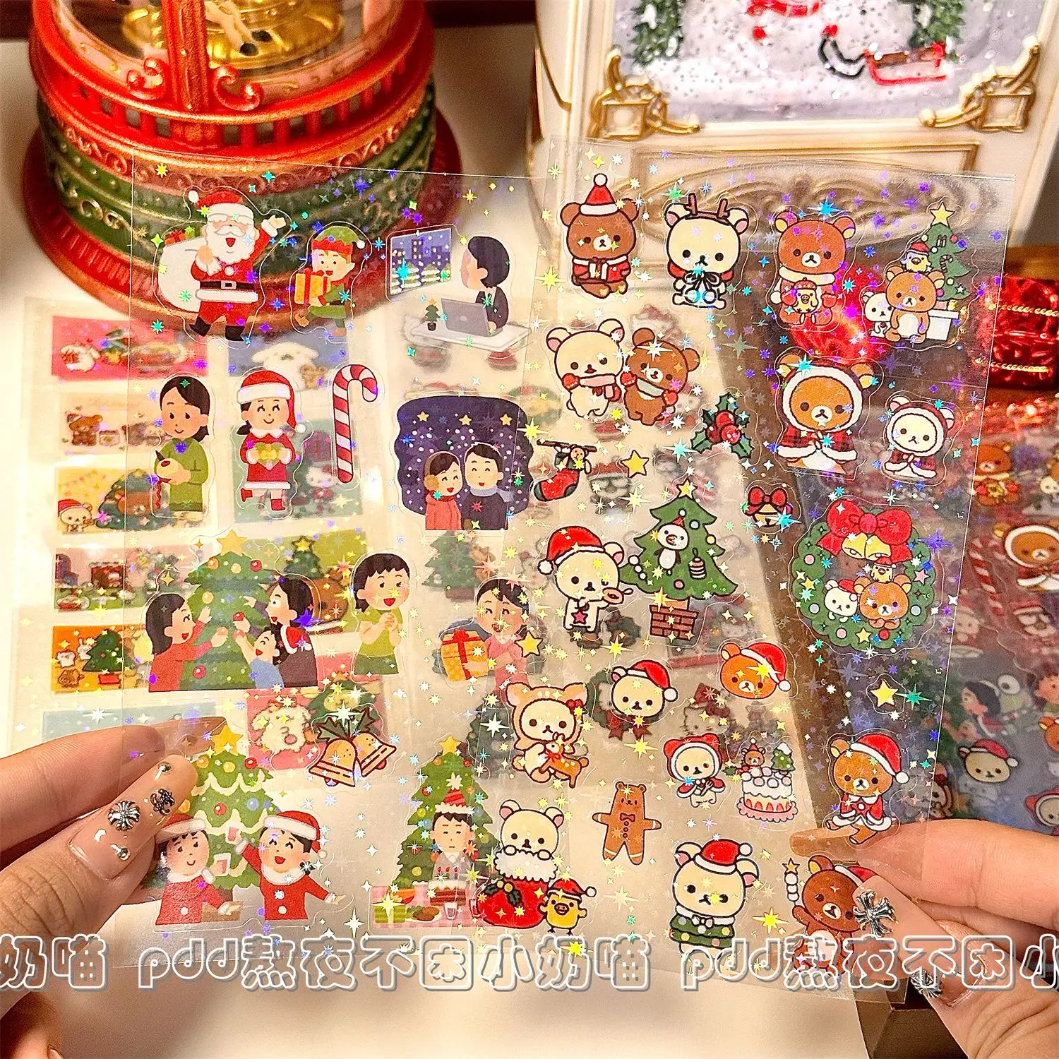 10 шт. Kawaii Rilakkuma Рождественский стиль милый мультфильм вырезанная пленка наклейка