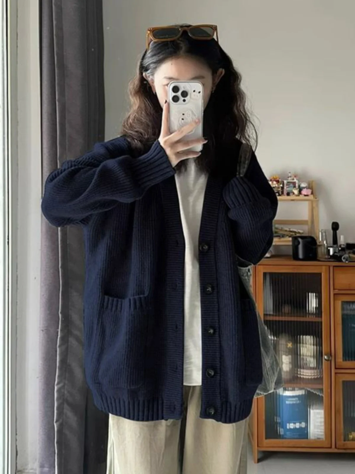 Soft Glutinous Knit cardigan Women clothes Autumn and Winter New Sweater Outerwear Loose Korean Sle V-neck Idle Outdo...