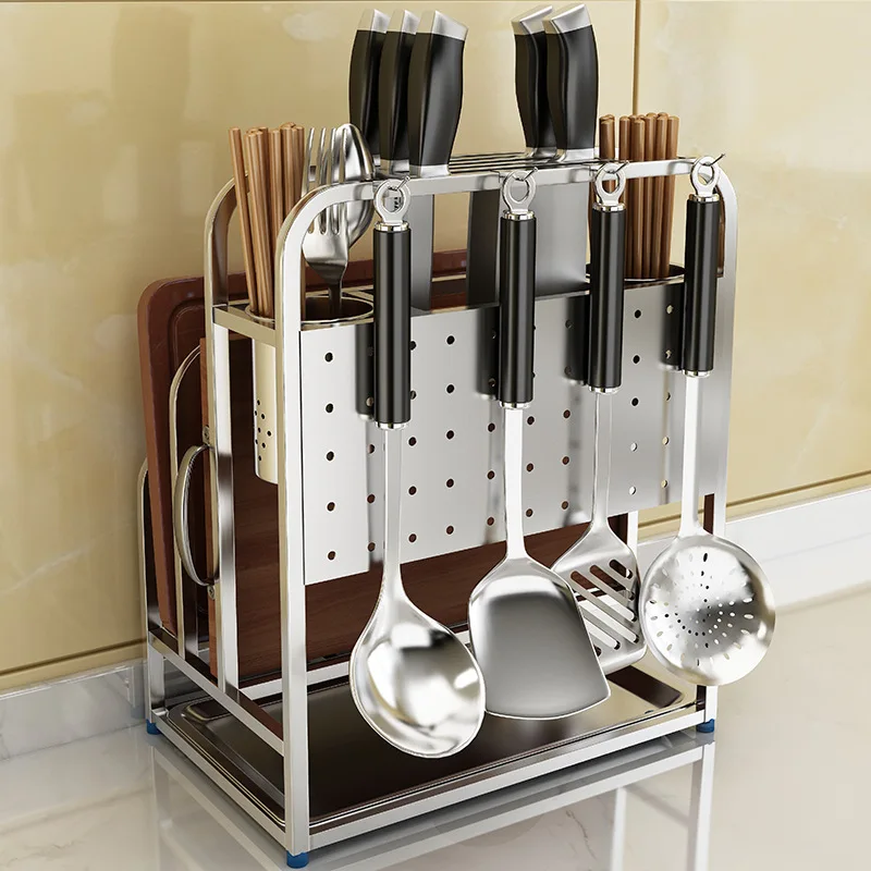 

Kitchen Storage Rack Desktop Multifunctional Storage Knife Rack Stainless Steel Holder Cutting Board Storage