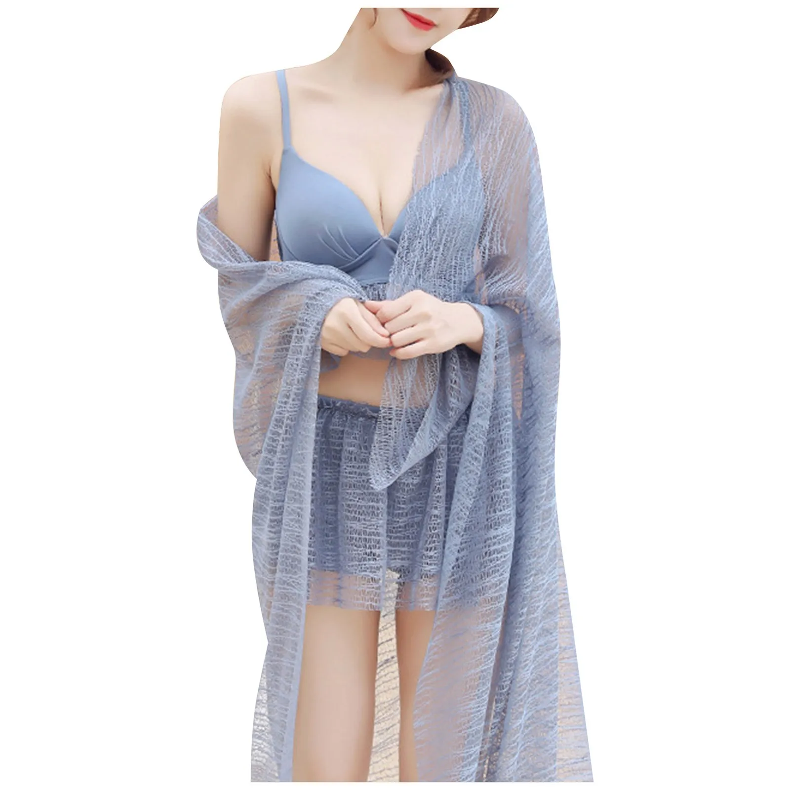 

Women's Swimwear Sexy Bikinis Set Bra Shorts And Cover Ups 3 Piece Split Flat Corner Slim Swimsuit Summer Beach Bathing Suit 4