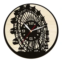 london eye ferris wheel nature wooden wall clock for home office decor england landmark rustic uk artwork silent quartz clock