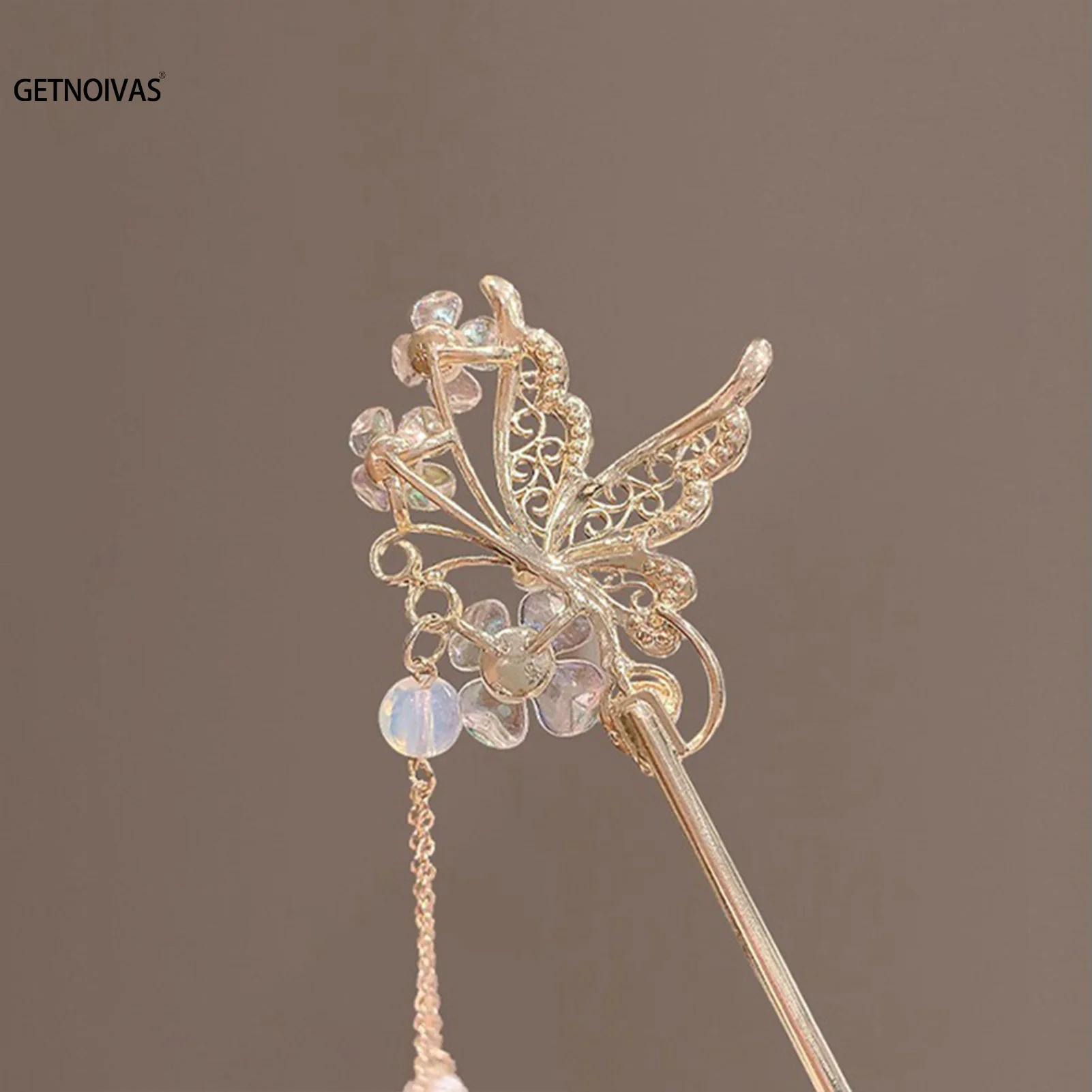 Модная классическая заколка для волос с жемчужными бабочками и кисточками вилки