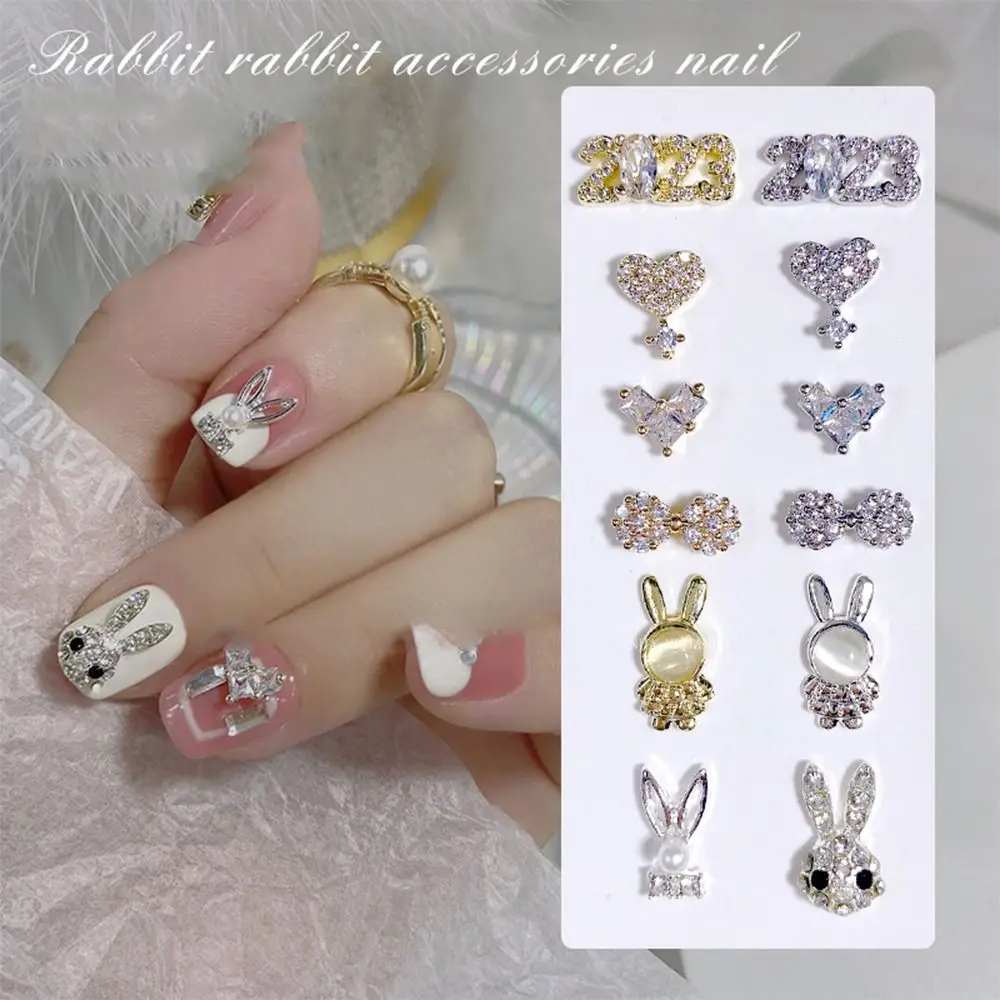 

Super Flash 3D Gems Nail Decoration Simple Fashion Rabbit Nail Jewelry Creative Heart Nail Pendant Charms
