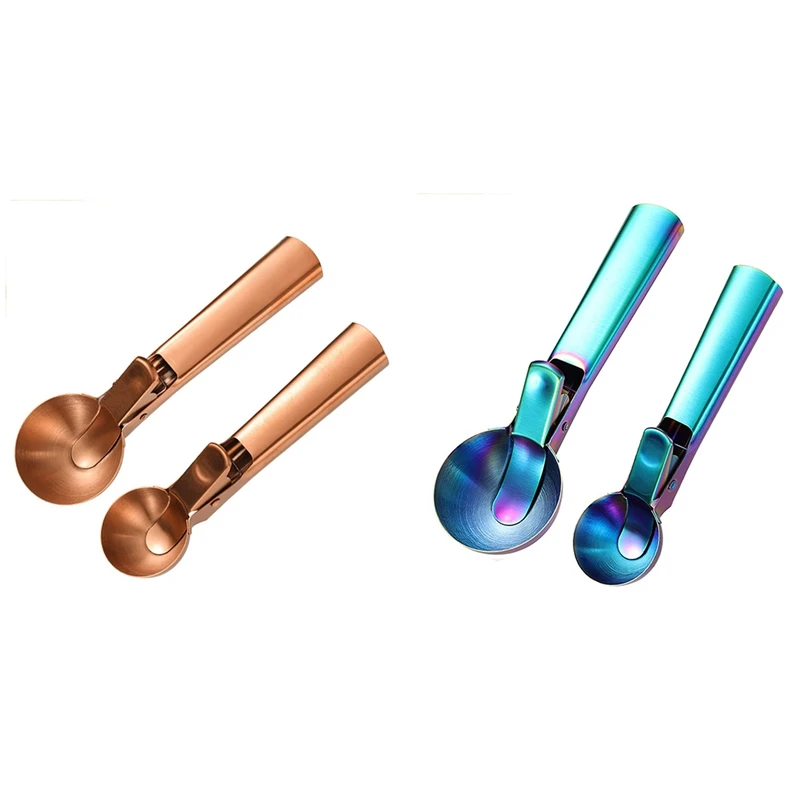 

Ice Cream Scoop, 2Pcs Stainless Steel Cookie Scoop With Trigger Melon Baller Scooper Cones