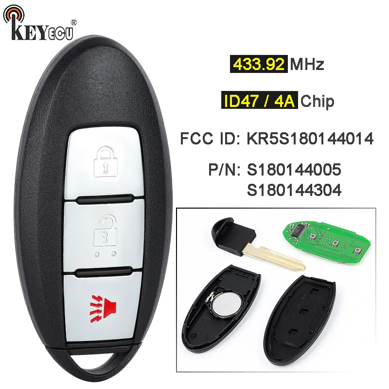 Чип KEYECU 433 92 МГц ID47/4A Артикул: S 180144005 С 180144304 Умный дистанционный брелок для Nissan