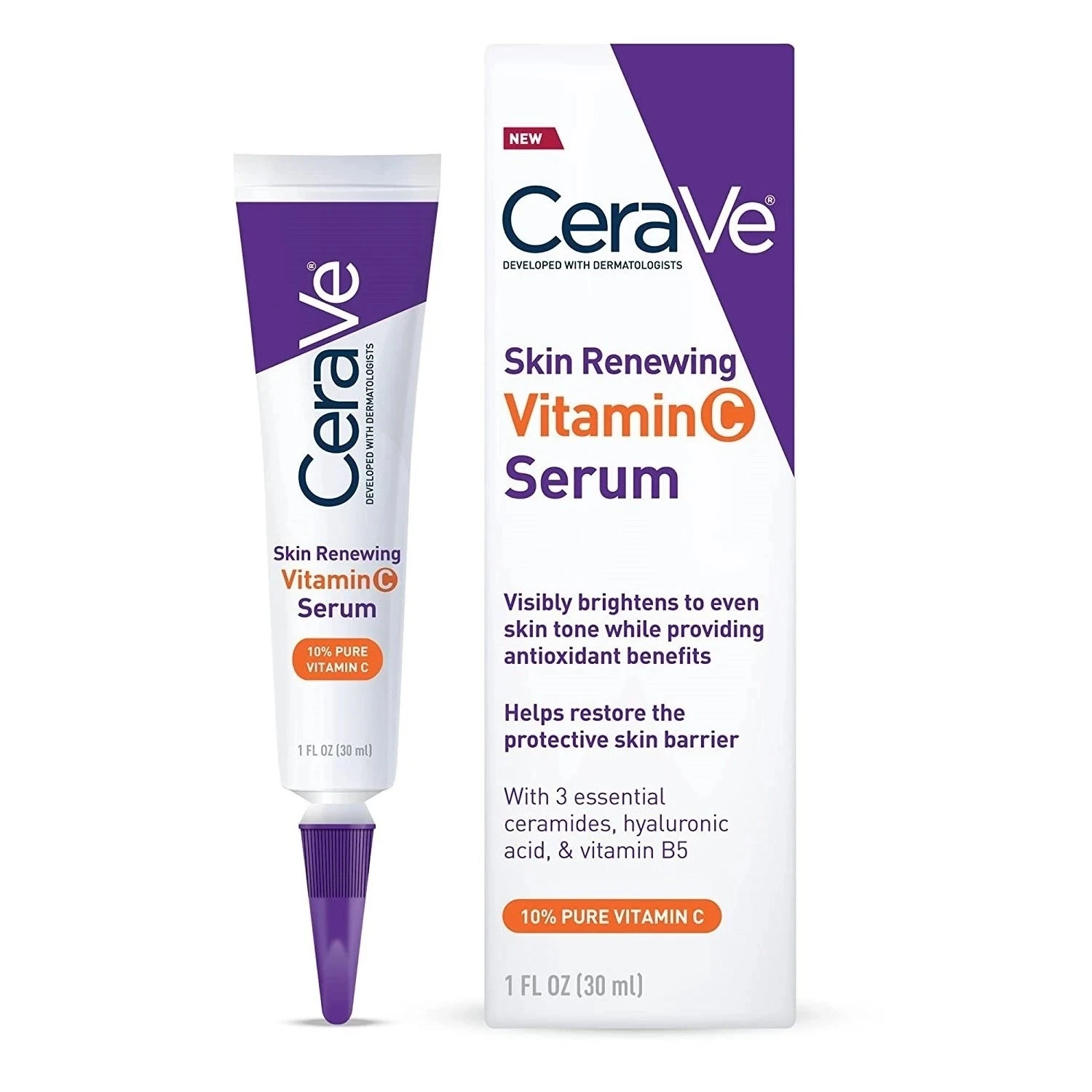 

Cerave Vitamin C Serum with Hyaluronic Acid Skin Brightening Serum for Face with 10% Pure Vitamin C 30ML