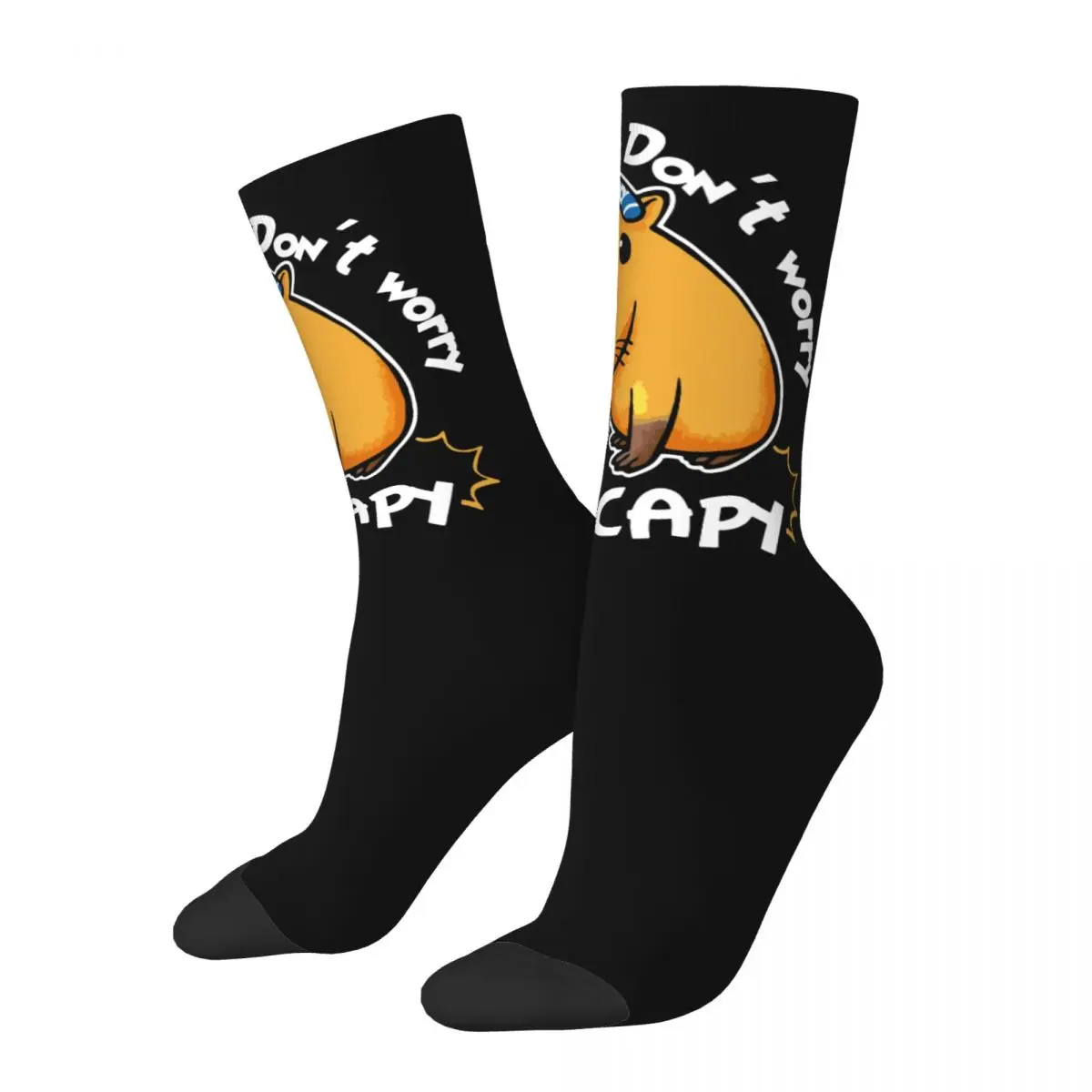 

Fashion Men's Socks Harajuku Capybara Don't Worry Be Capy Sock Kawaii Animal Sport Women's Sock Spring Summer Autumn Winter