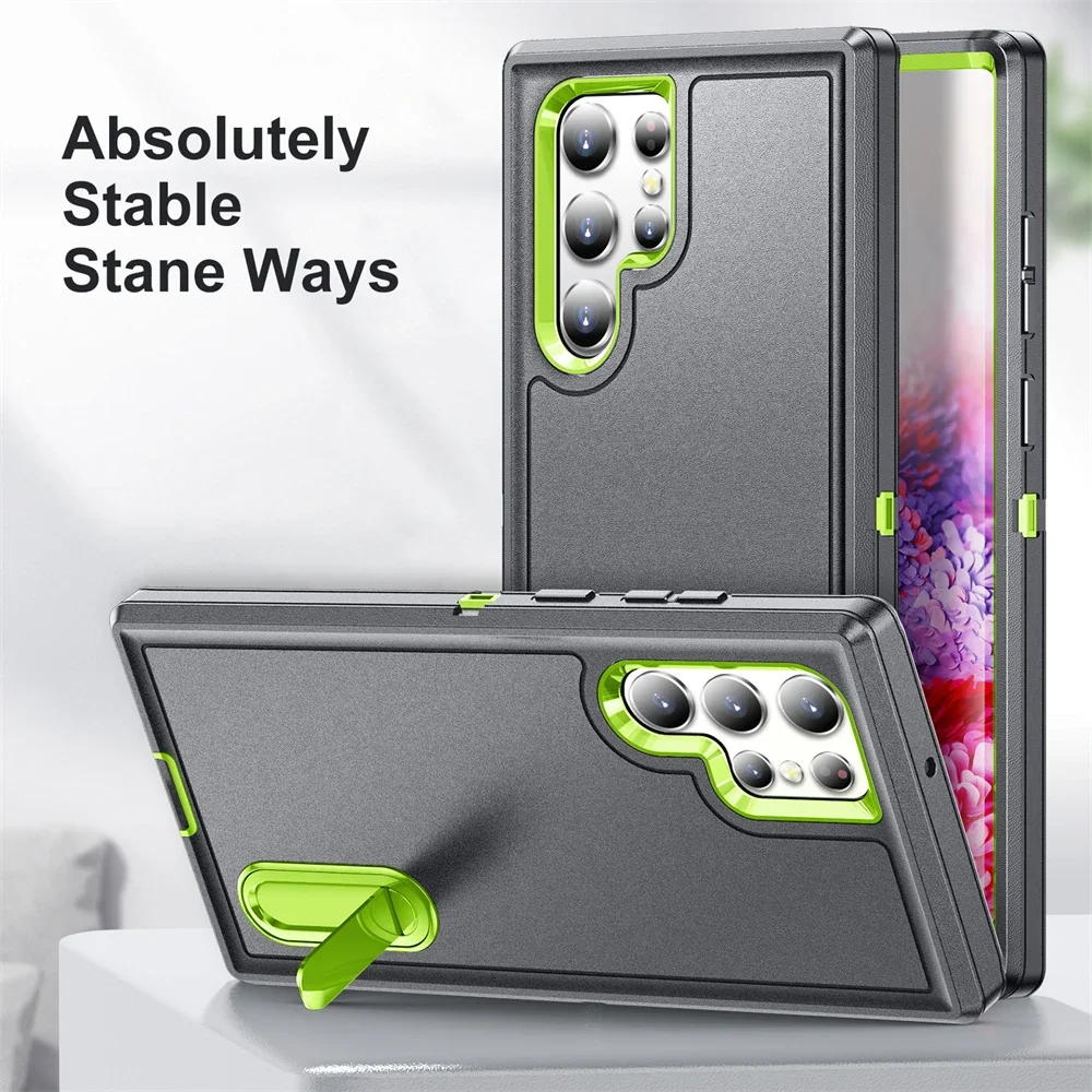 Kickstand Case for Samsung Galaxy S23 Ultra S22 Plus 5G A54 A14 A53 A13 A04S Non-Slip Anti-Scratch Strong Protective Phone Cover