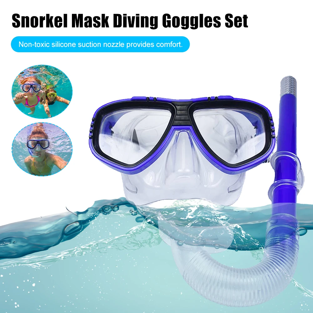 

Snorkel Mask Diving Goggles Set for Kids Adults Scuba Diving Swimming Glasses Tube Set Adjustable Headband Snorkeling Gear