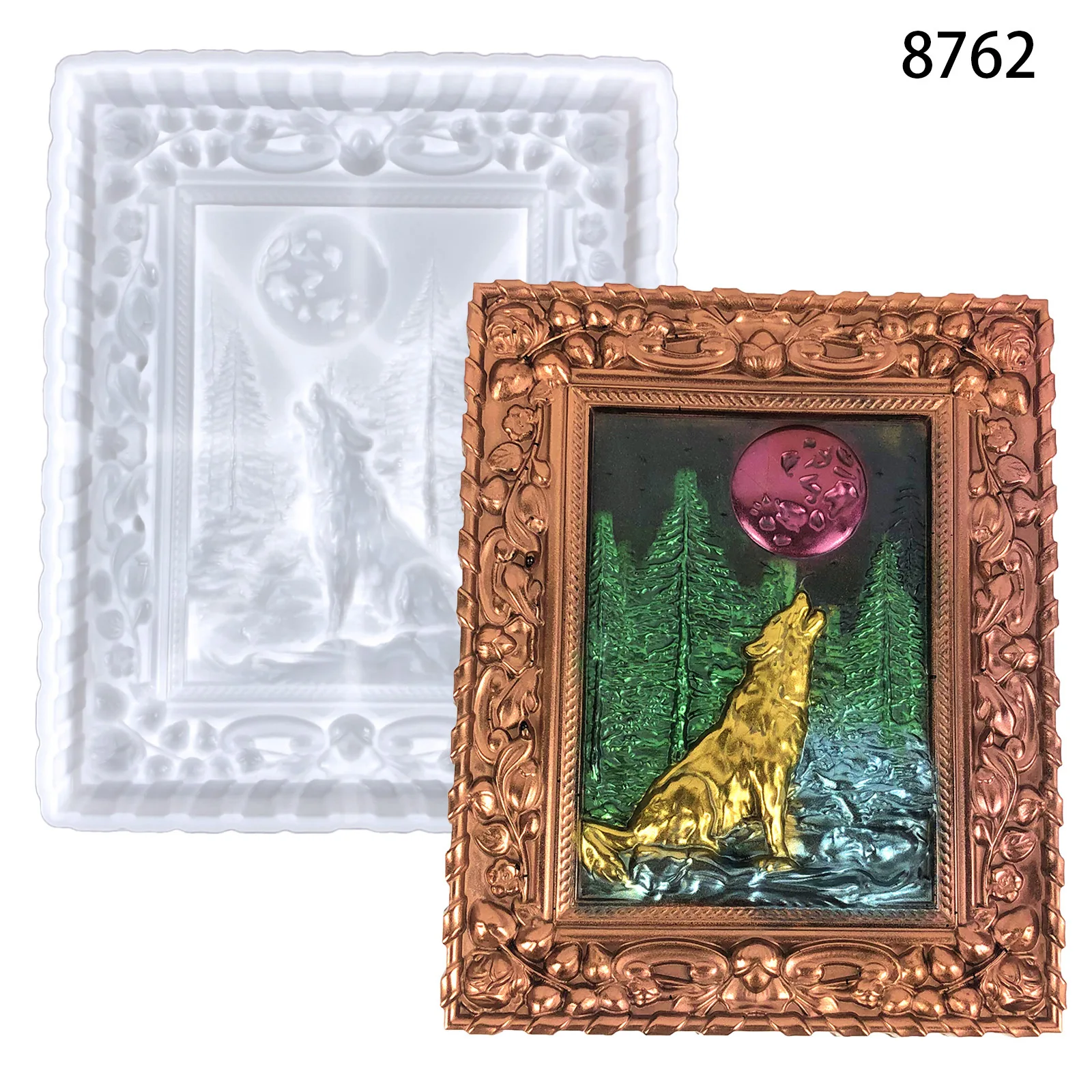 

DIY Wolf Watching the Moon Wall Decoration Crystal Dropping Gel Mold Wall Decoration Xiaoyue Sirius Decoration Silicone Mold