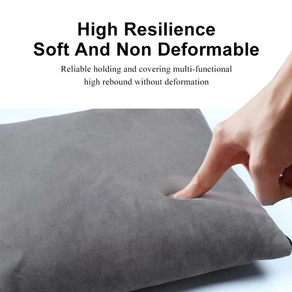 

For Tesla Model Y Car Camping Special Headrest Quilt 2-in-1 Gray 2021-2022 Deer Velvet Pillow Blanket Auto Interior Accessories