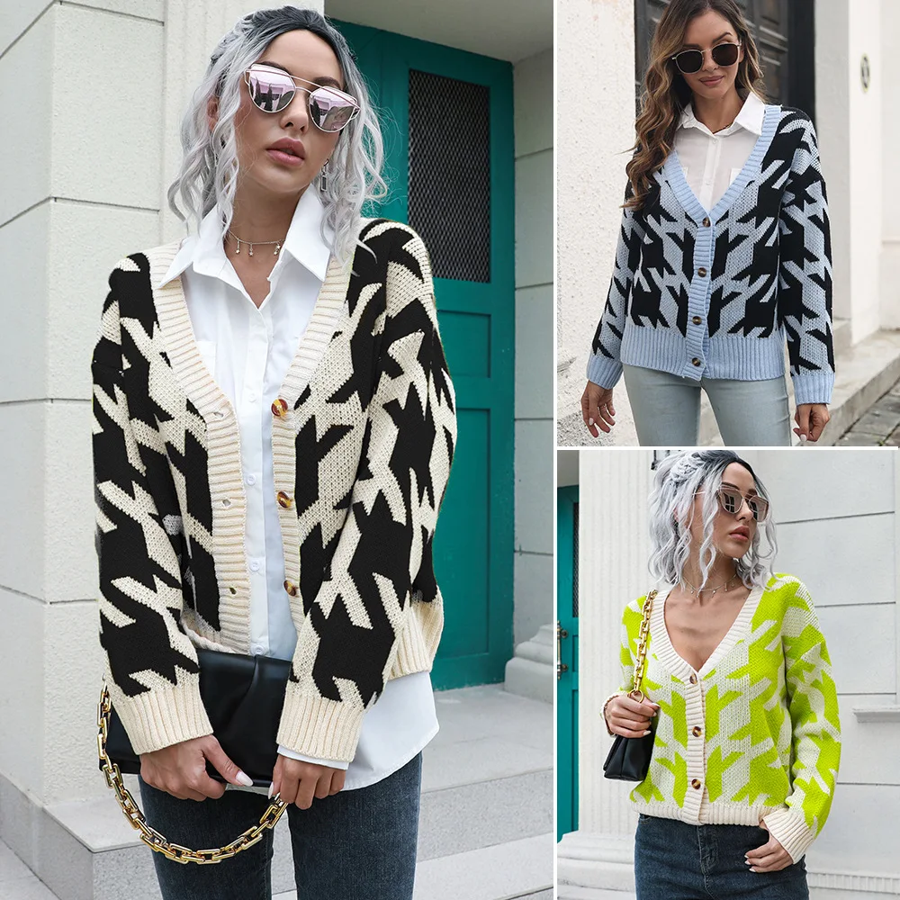 

Korean Style Knitted Cardigan Sweater For Women Sexy V-Neck Single Breasted Knitwear Jackets 2022 Autumn Long-Sleeve Jumper Coat