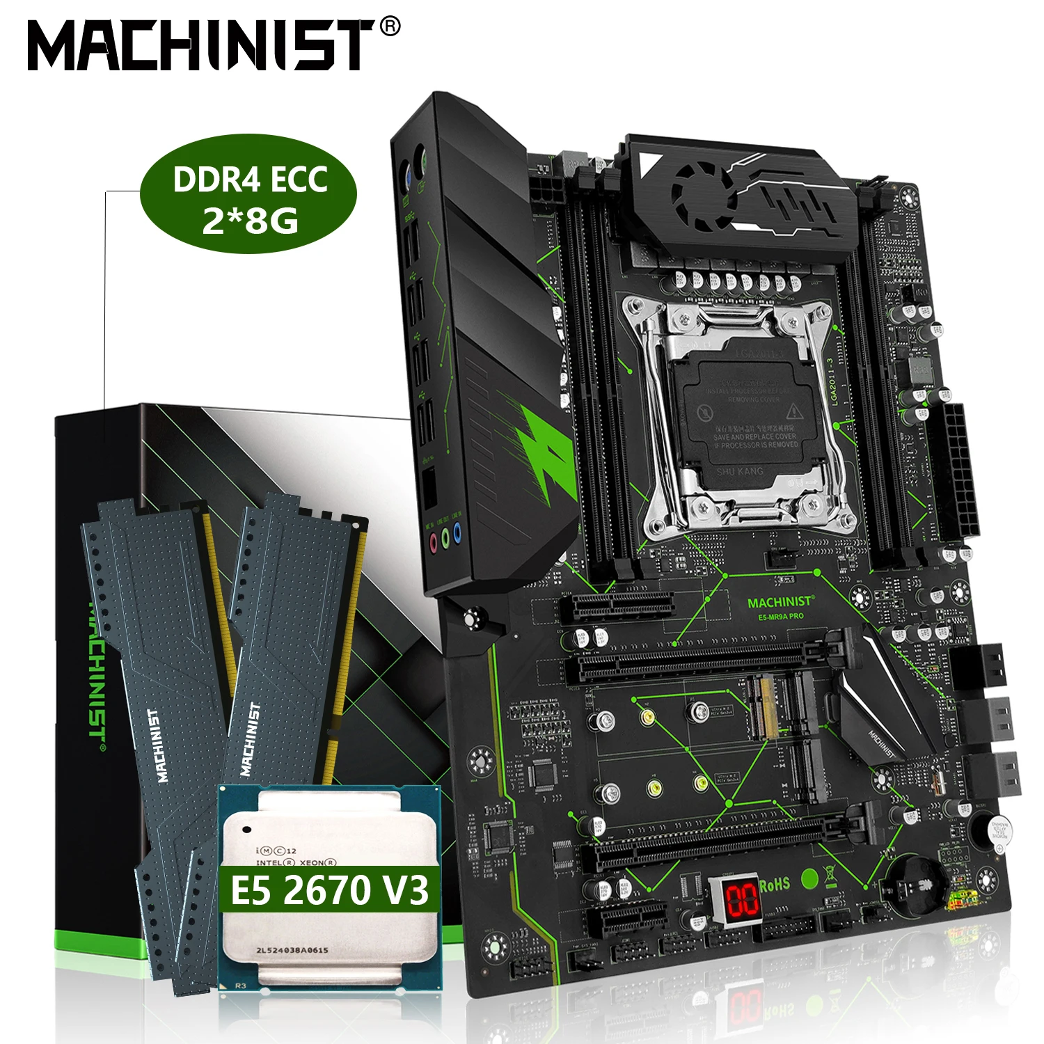 

MACHINIST MR9A PRO Материнская плата X99 набор Xeon E5 2670 V3 процессор 16G(2*8) DDR4 ECC RAM память LGA 2011-3 Nvme M.2 ATX