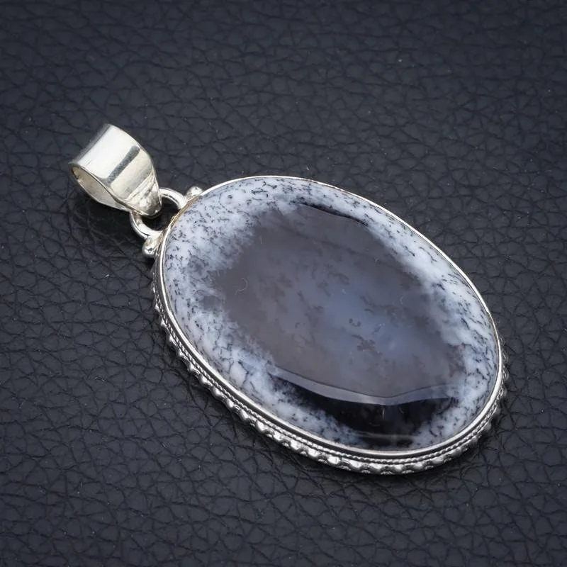 

StarGems Dendritic Opal Handmade 925 Sterling Silver Pendant 2" F3803