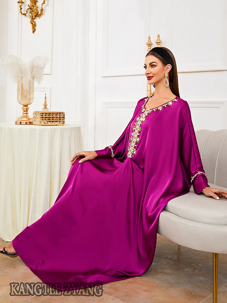 Ramadan Satin Abaya Dubai Kaftan For Women Saudi Arabia Turkey Islam Muslim Dress Robe De Soiree Musulmane Longue Vestido Longo