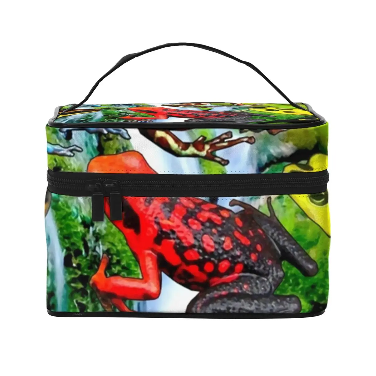 

Rainforest Frog Cosmetic Bags Colorful Poison Frogs Organization For Makeups Storage Organizers Traveling Woman's Makeup Pouch