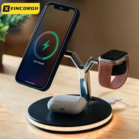3 in 1 magnetic wireless charging station for magnetic iphone 12 pro max 15w fast wireless charger for airpods iwatch series