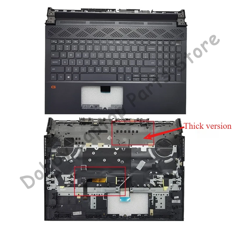 Фото Новая сменная клавиатура для ноутбуков Dell Gaming G15 5510 5511 5515 5520 5521 5525, верхняя часть корпуса, подставка для рук, клавиатура с подсветкой 04XJ3D №2
