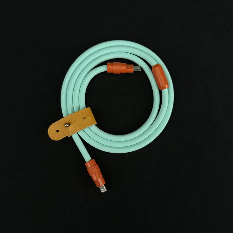 Upgrade Silicone Data Cable 27W PD Fast Chargeing Cable Charger Lightning Colorful Aluminum Alloy Shell for Iphone 14 MacBook