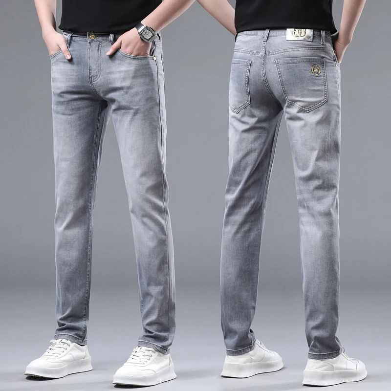 Мужские джинсы коллекции Лето 2024 тонкие модные женские роскошные эластичные