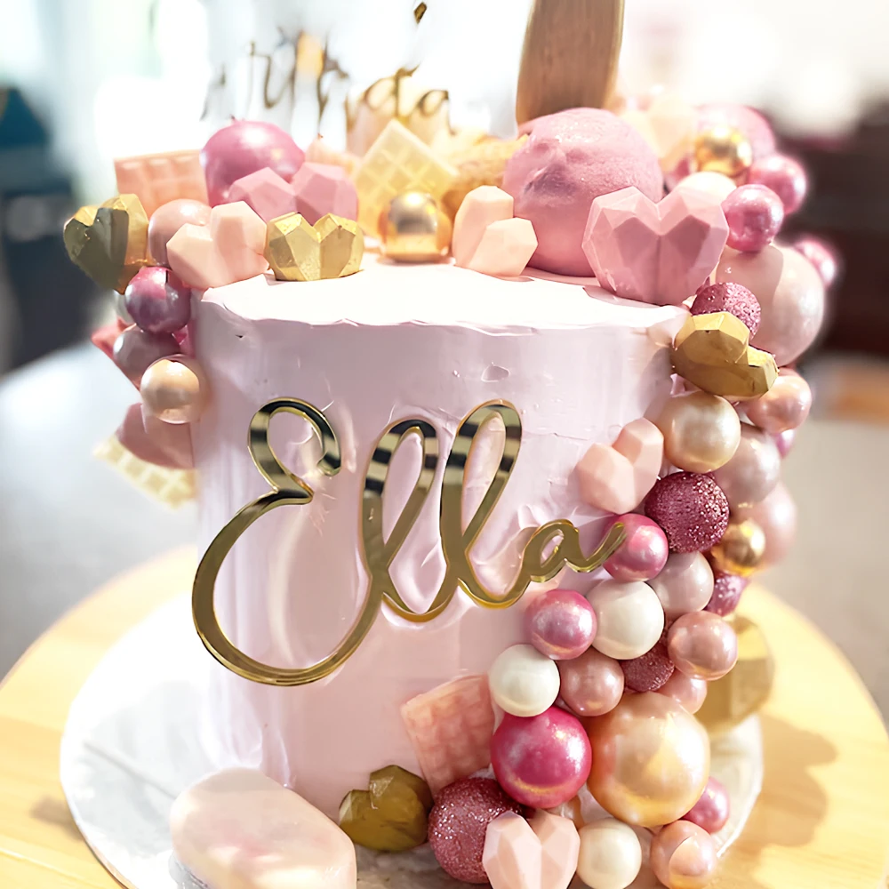 Акриловый и деревянный персональный топпер для торта