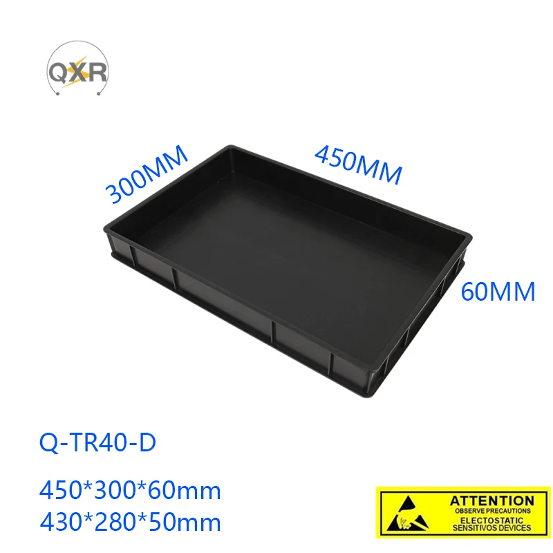 Q-TR40-D ESD Parts Tray Medium Size Black Conductive Antistatic Material Industrial Supply