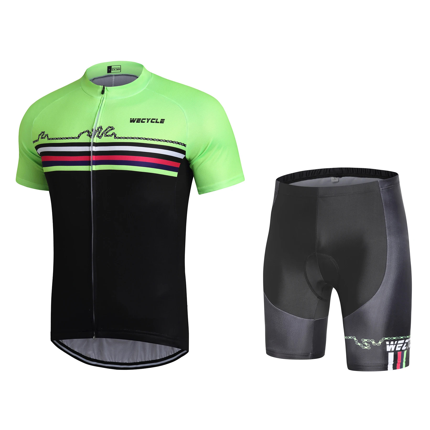 

Summer Fluorescent Green Team Cycling Jersey Set Bike Set MTB Ropa Ciclismo Men's Short Sleeve Bicycle Shirts Maillot Clothing