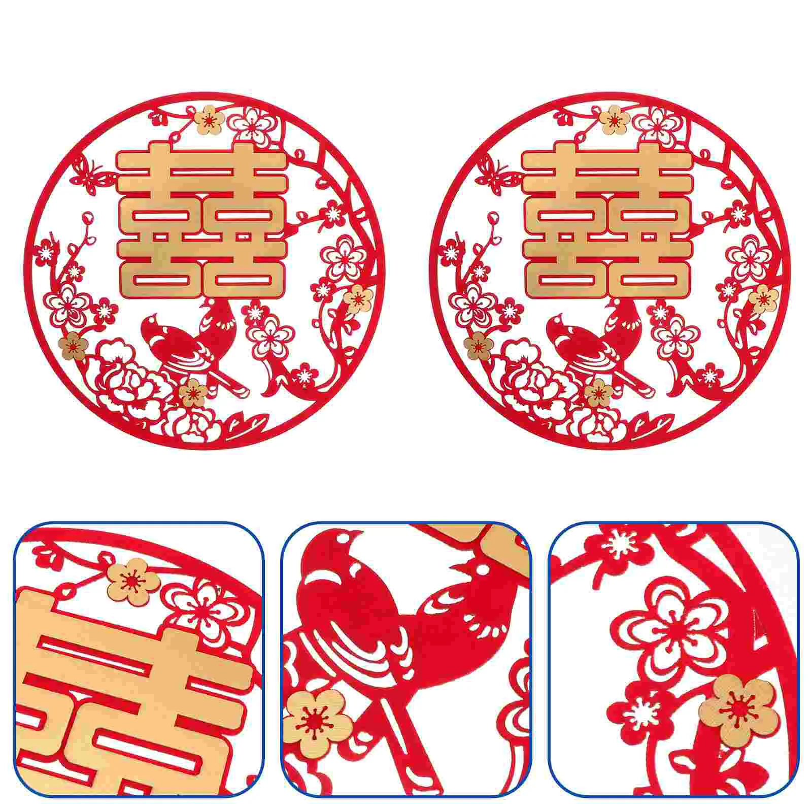 

5pcs Double-Happiness Wedding Stickers Chinese Traditional Wedding Decoration