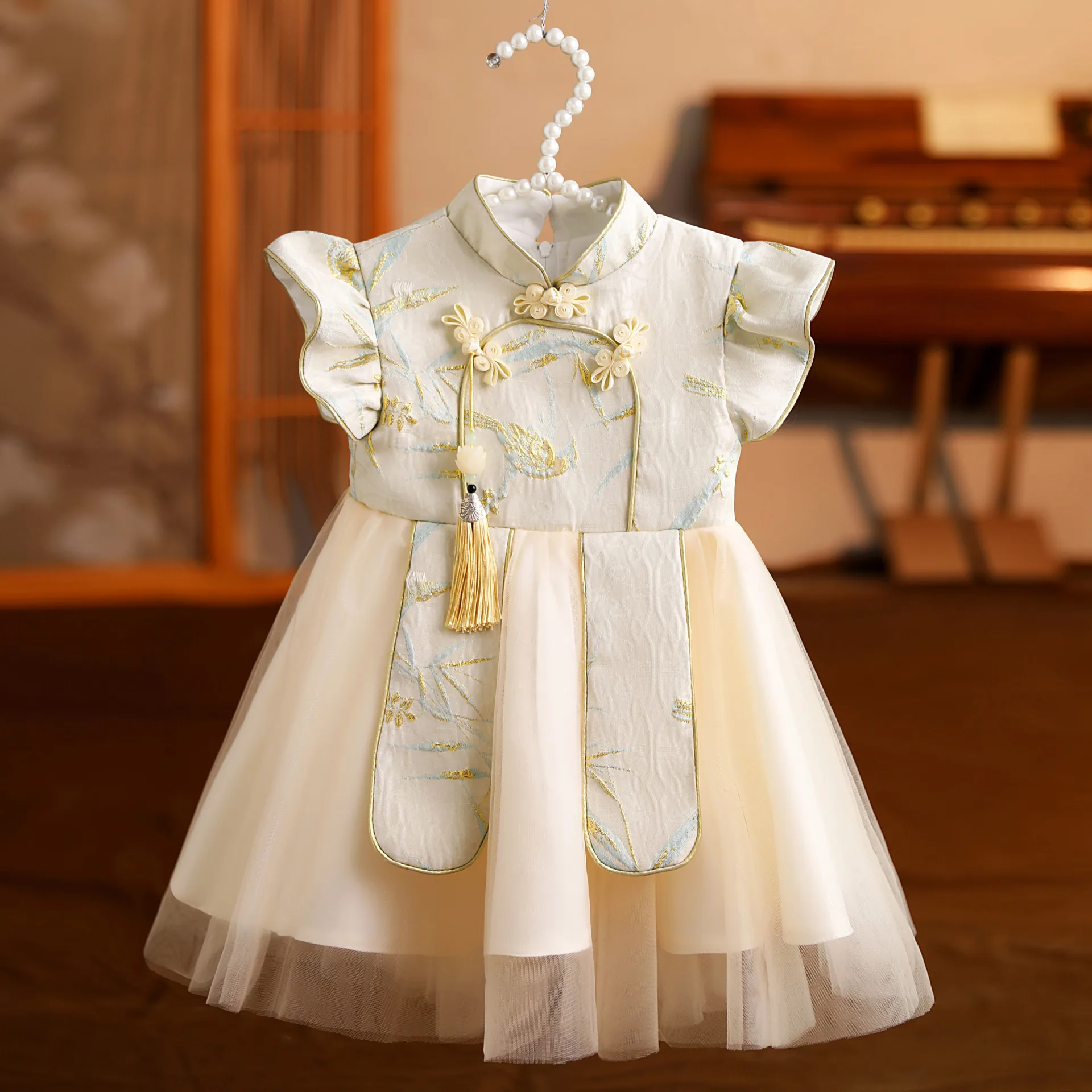 Годовое платье для маленьких девочек весенняя детская юбка в китайском стиле