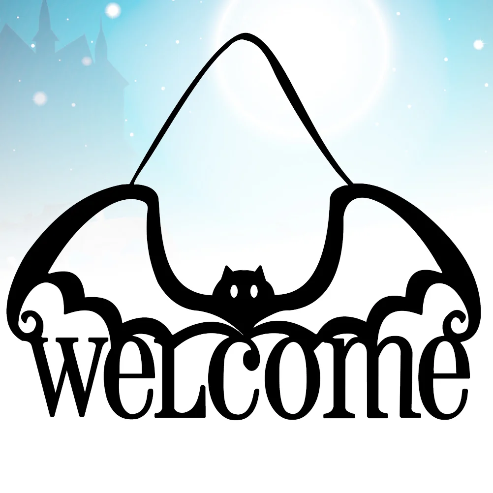

Door Decor Sign Hanging Decoration Party Nonwoven Welcome Bat Hallowen Palque Hangers Spooky Trick Or Treat Haunted House Plaque