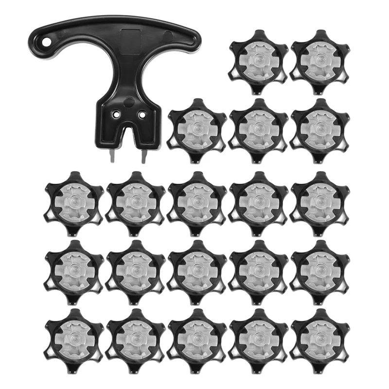 

Easy Replacement Spikes Cleats Golf Shoes Black 20+1Pcs,Universal Anti Skid Golf Shoes, Spike Wrench Pin Shoes Remover