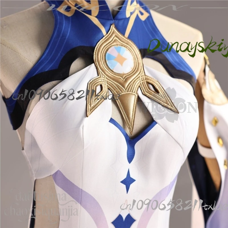 Фото Cos Store Истоарт Косплей Genshin Impact Костюм Богини Винтаж Длинный Белый Синий Великолепная Лолита Хэллоуин Рождество №3
