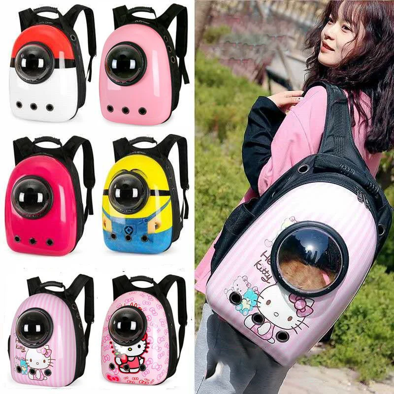 

Kawaii Hello Kitty Cat Carrying Bag Space Pet Backpack Breathable Portable Transparent Puppy Dog Outgoing Transport Carrier Pets