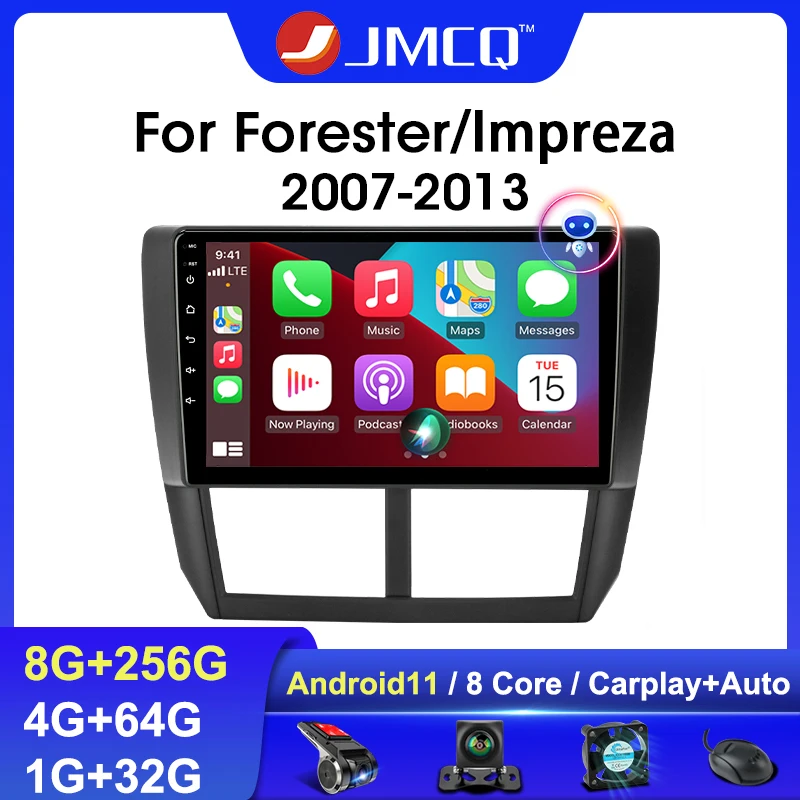 JMCQ Android 11 Car Radio For Subaru Forester 3 SH 2007-2013 For Impreza GH GE 2 Din Multimedia Video Player Carplay Stereo DVD
