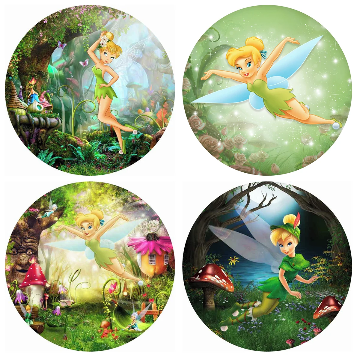 

Round Tinker Bell Background Girls Birthday Party Backdrop Disney Fairy Tale Tinkerbell Circle Banner Photography Studios Props