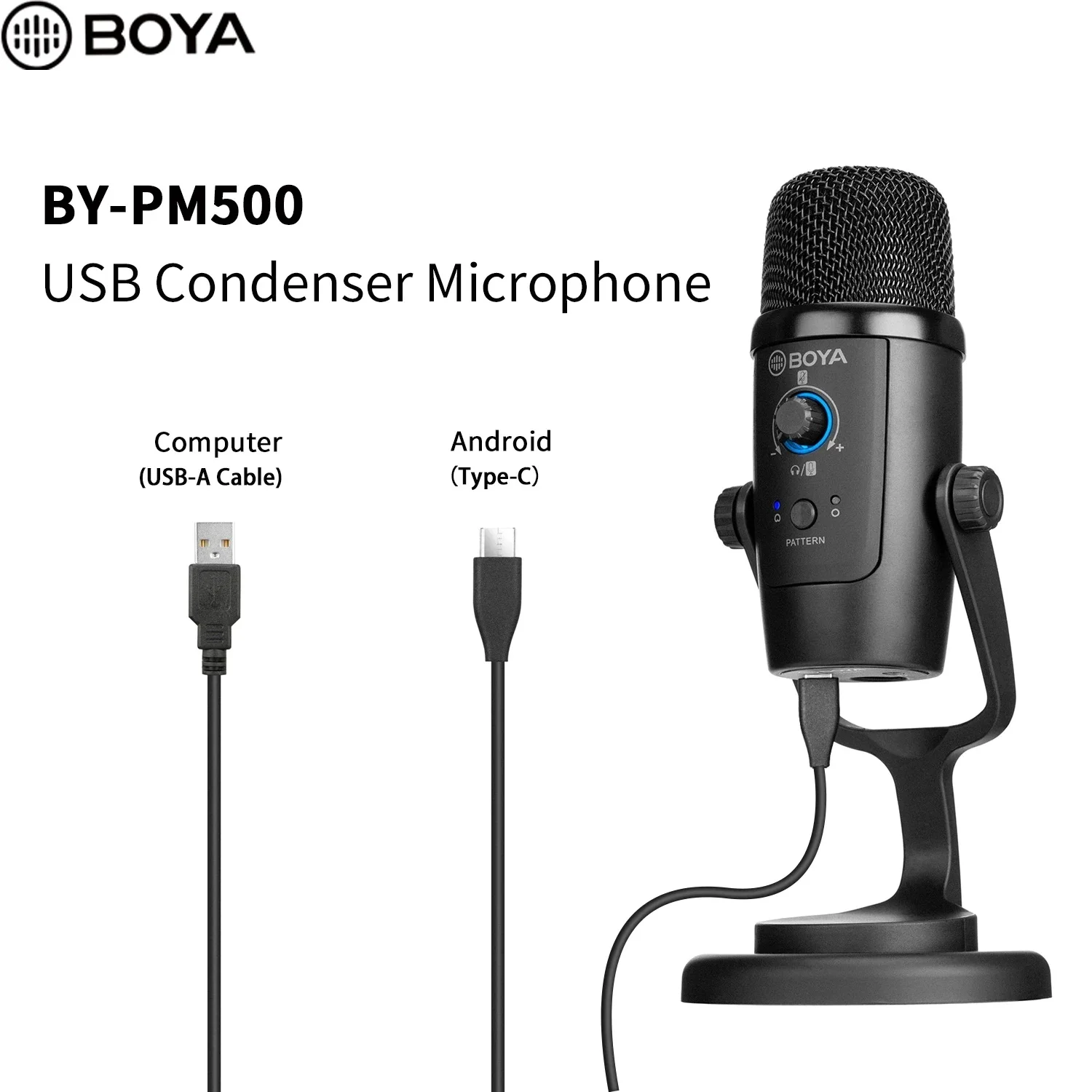 BOYA BY-PM500 USB-микрофон для компьютеров, USB-порт Type-C, микрофон для смартфона для пения, подкастинга, видео, аудио, Студийный микрофон