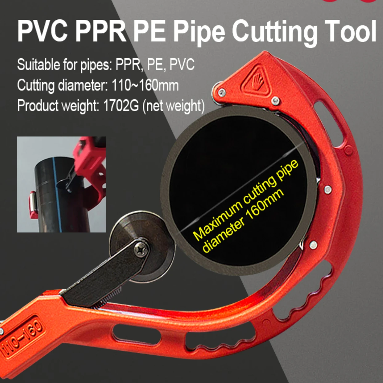 

Roller Type Stainless Steel Tube Cutter Metal Scissor 110-200mm PVC/PP/PE Bearing Pipe Cutter Copper Tube Plumbing Cutting Tools