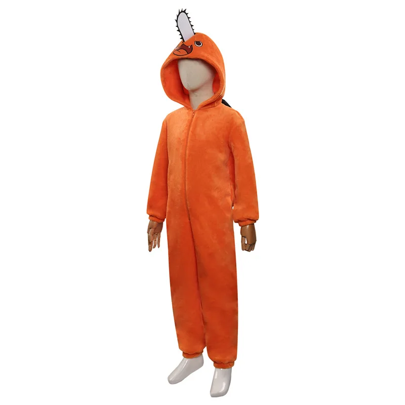 

Anime Chainsaw Man Pochita Pajama Kid Dressing Gown Cute Bathrobe Nightgown Orange Night-robe Children Sleepwear
