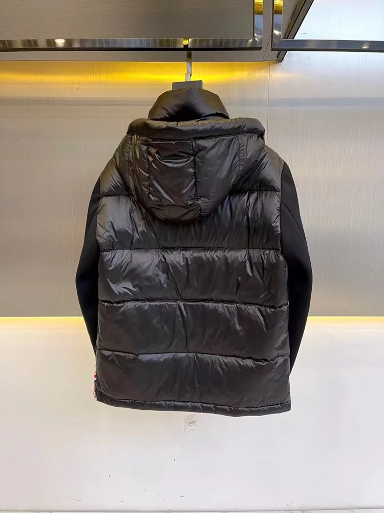 Men's Down Jacket Luxury Brand Striped Ultra Lapel Men Down Jacket High Quality Wind-Resistant Smart Causal Hooded Women Coat