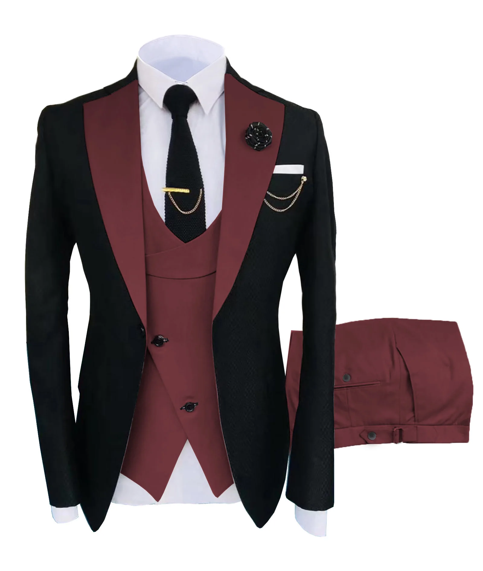 Wedding Suits Mannen Formele 3 Stuks Smoking Slim Fit Business Beige Suits Bruidegom Champagne Smoking Pak (Blazer + Broek + Vest)
