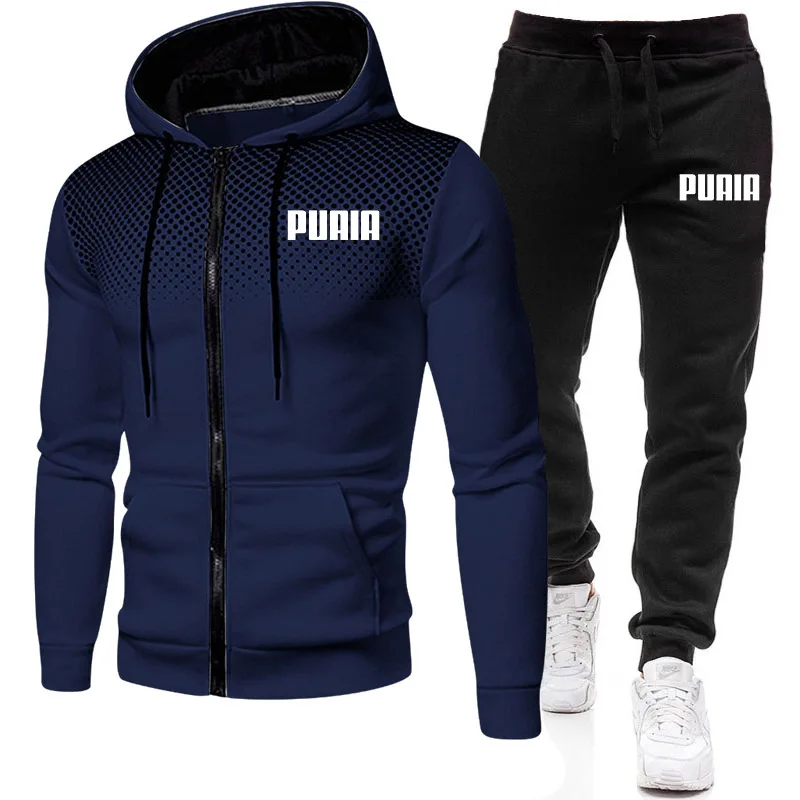 

2023 New Winter Men's Clothing Men Sets Printing Hoodie Set Fleece Zipper Sweatshirt Casual Sport Sweatpants Mens Tracksuits