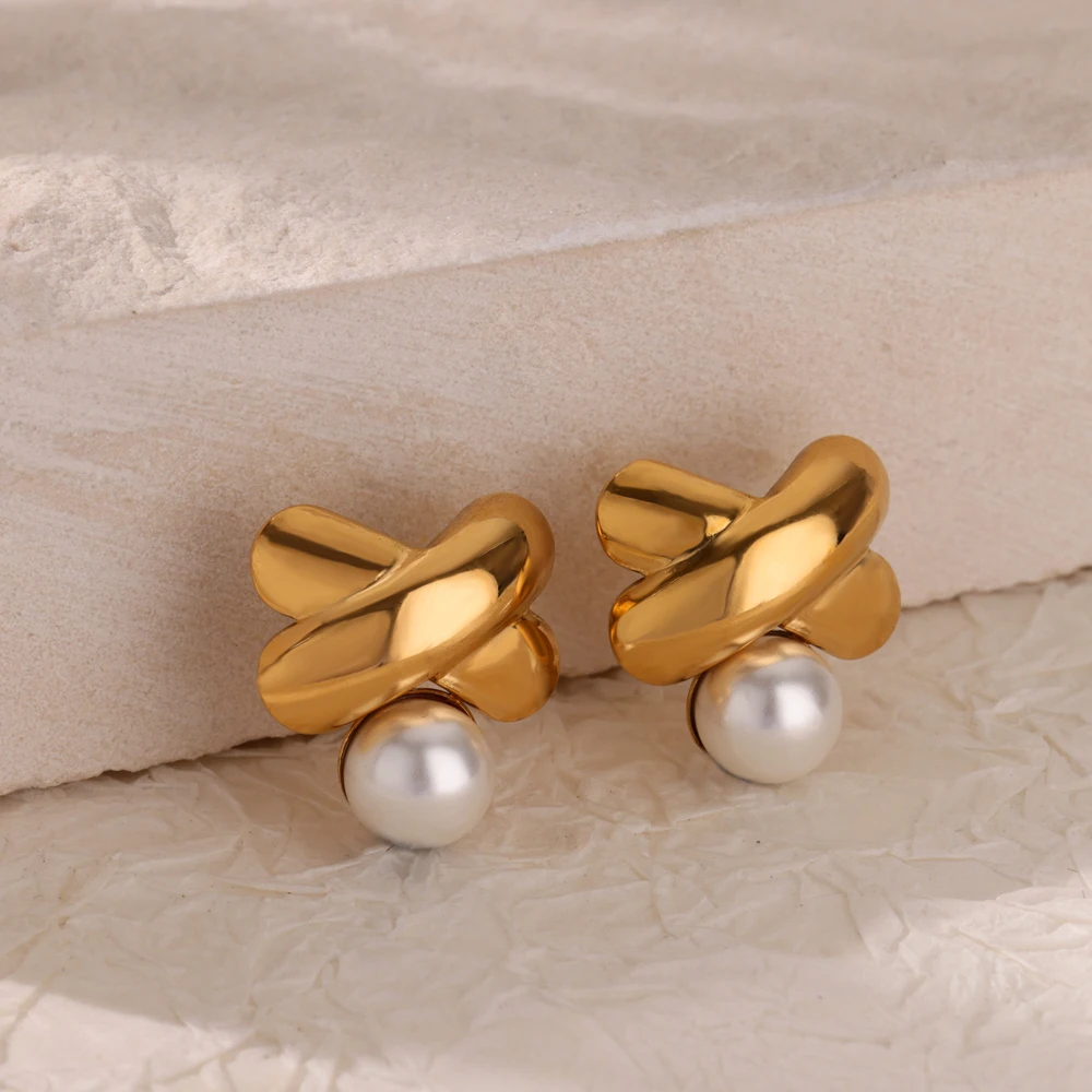 Серьги с милым бантом и искусственным жемчугом для женщин серьги из нержавеющей