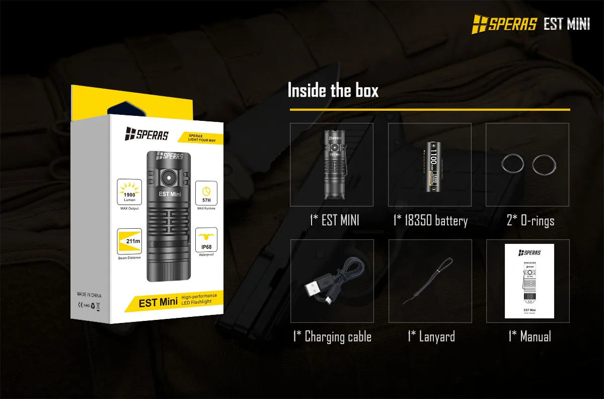 

СПЕРАС EST Mini Фонарик 1900 Лм Алюминиевый