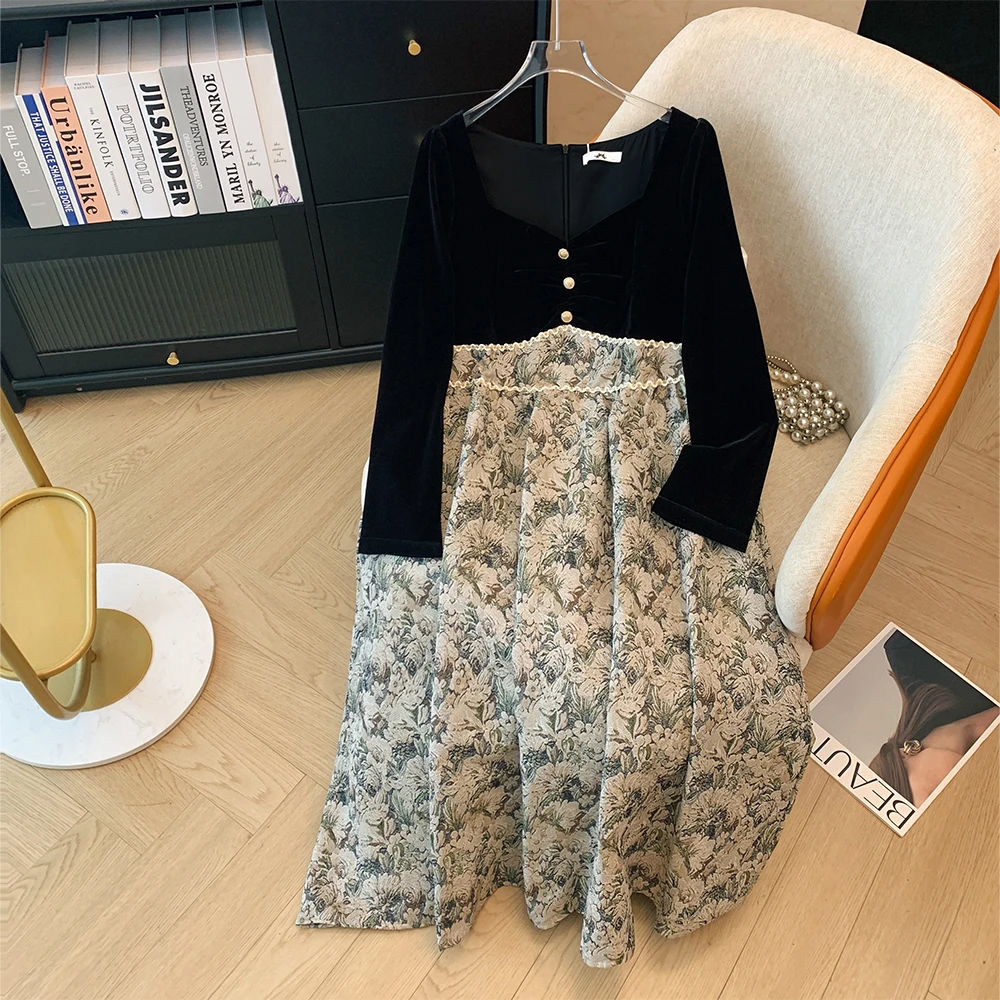 Женское осеннее повседневное свободное удобное платье большого размера в